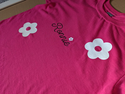 Girls Personalised Flower T-Shirt